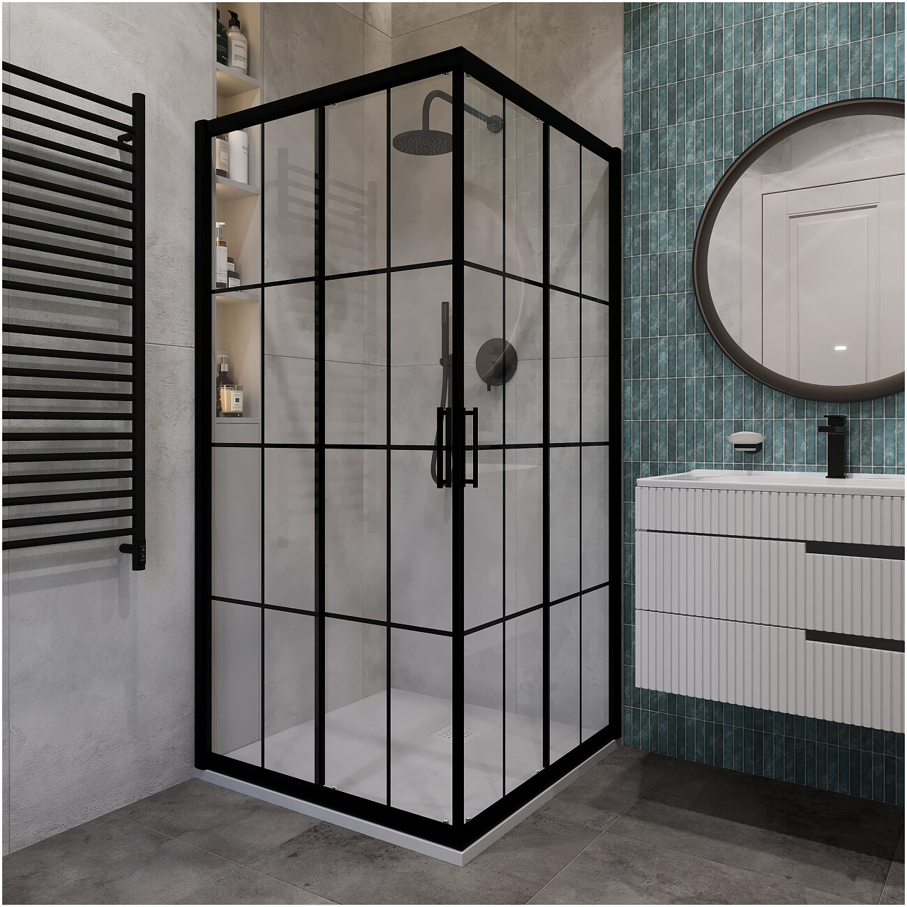 Душевой уголок квадратный 90х90 см черный Diwo "Клин" DS-KL-90х90-BL - изображение 2