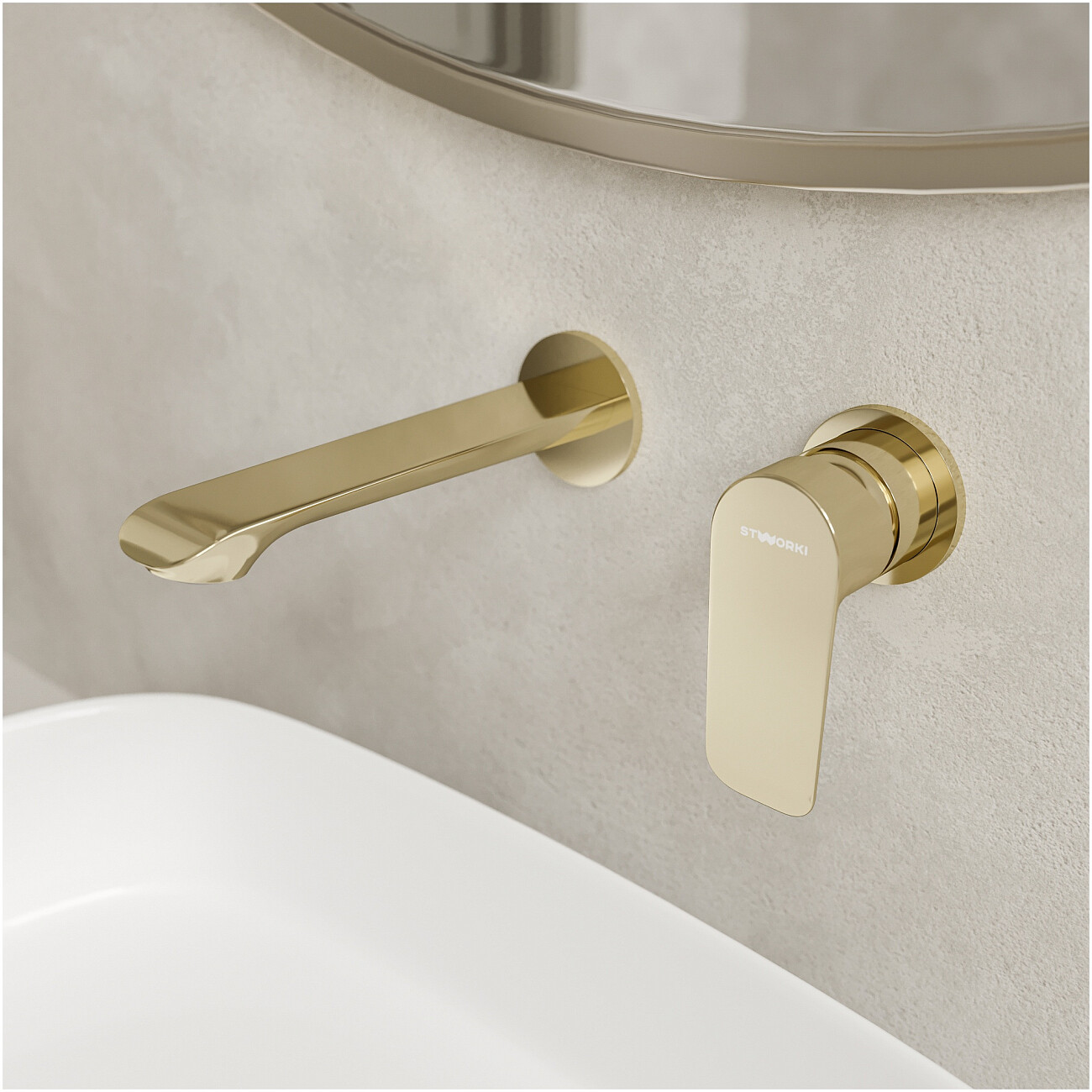 Смеситель для раковины встраиваемый золотой Stworki "Копенгаген" S42040GG - изображение 5