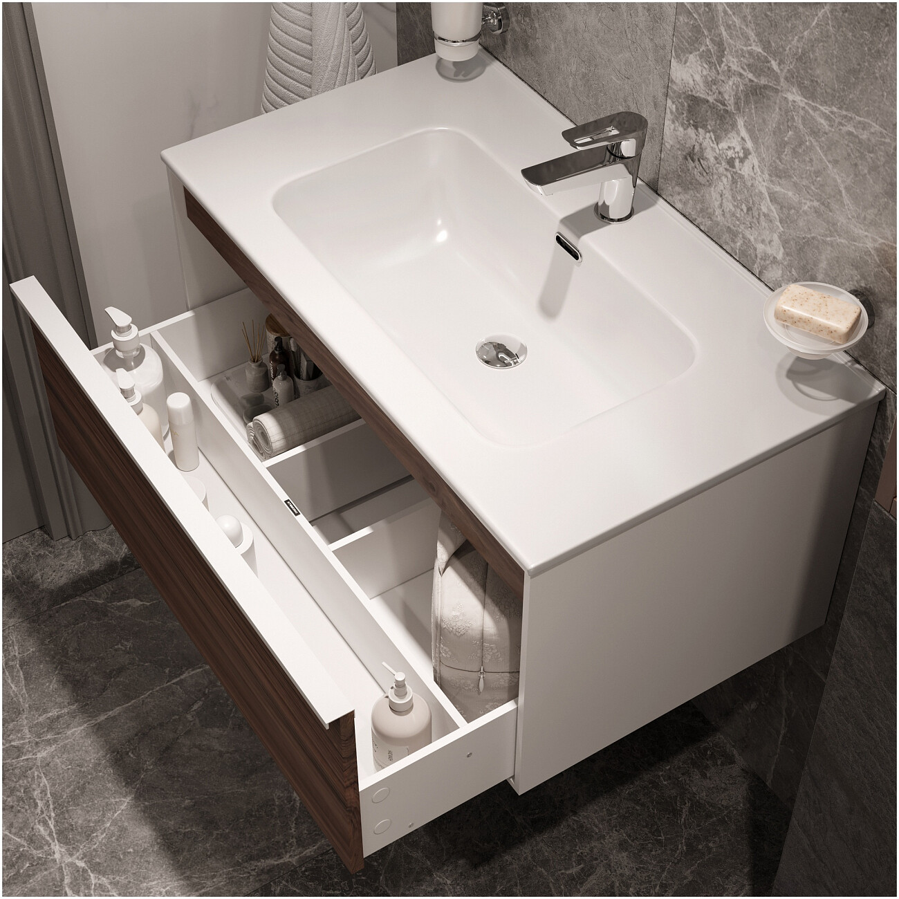 Раковина мебельная фаянсовая 80 см белая Stworki "Вестервик" - изображение 5