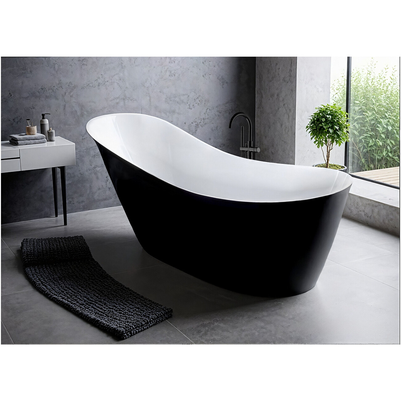 Ванна акриловая отдельностоящая черная матовая Ceruttispa Gloria 170 GMB CT10881 - изображение 2
