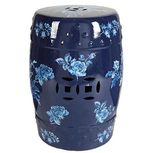 Табурет круглый керамический синий Garden Stool Belliza