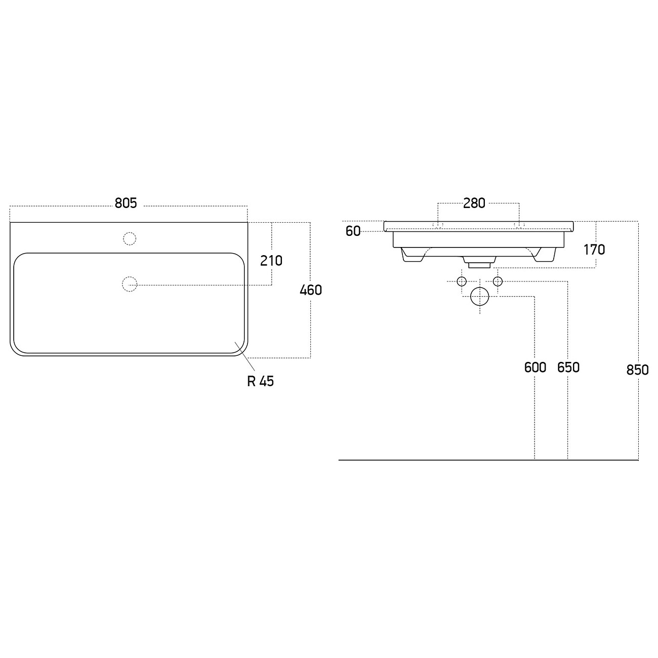 Умывальник мебельный белый Dreja LUXURY 80 11080-KL - изображение 3