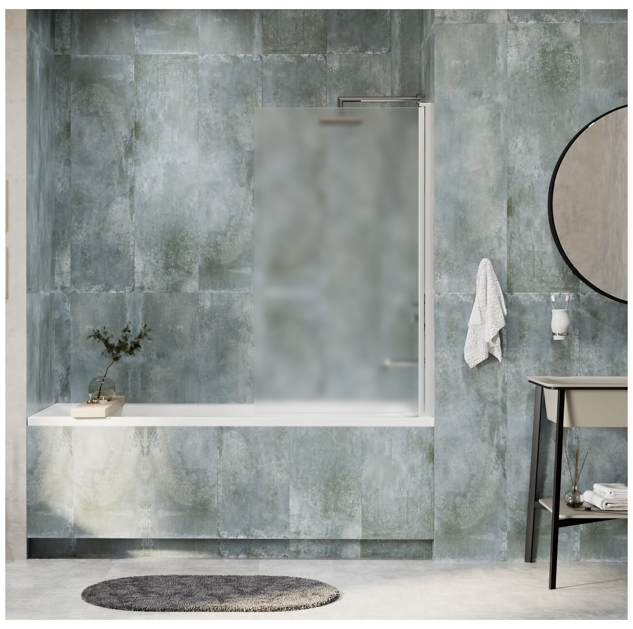 Шторка на ванну стеклянная 140х80 см прозрачная, хром Wasserkraft Berkel 48P01-80RM - изображение 2