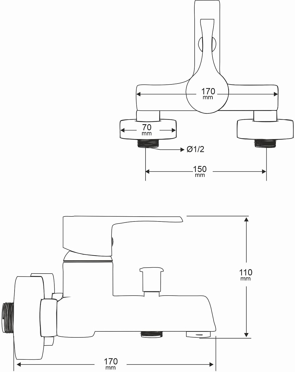 Смеситель для ванны с душем хром Mega Sun MG-SUN01 - изображение 3