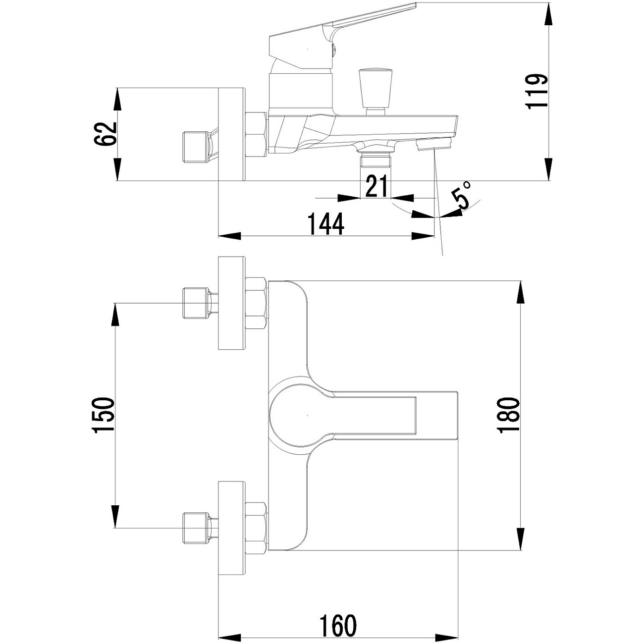 Смеситель для ванны с душем настенный черный Stworki "Кронборг" S28100BK - изображение 10