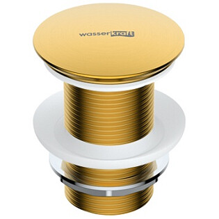 Донный клапан для раковины клик-клак круглый матовое золото Wasserkraft A247