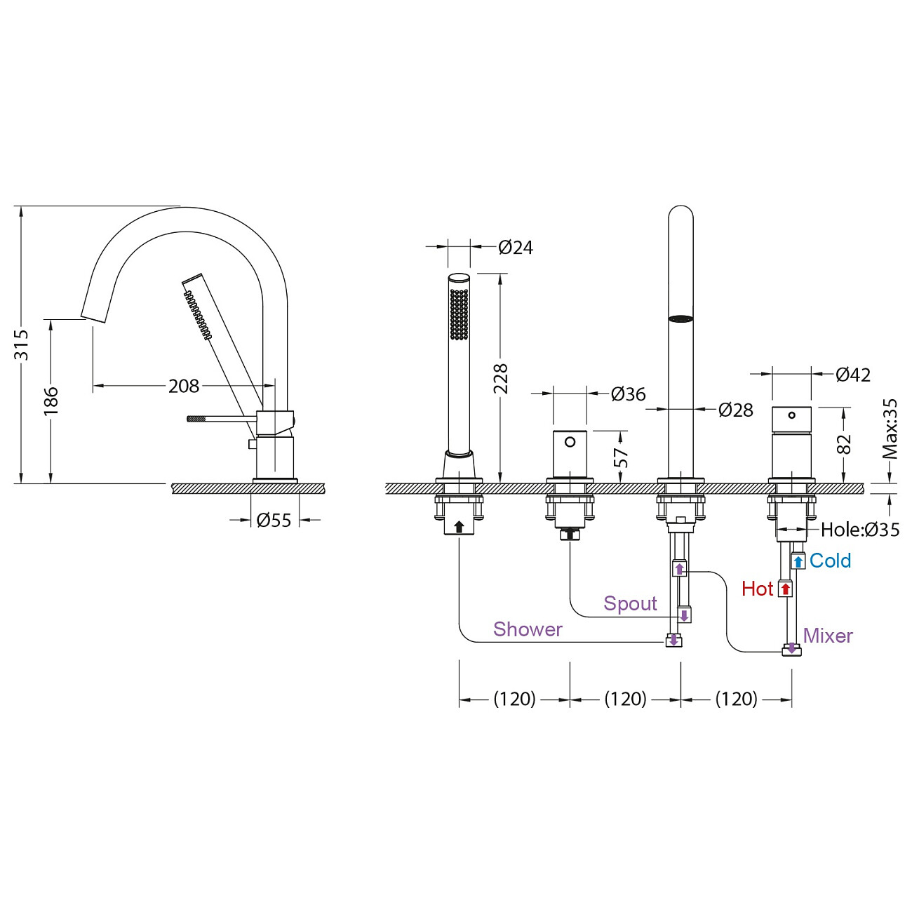 Смеситель для ванны с душем врезной хром Timo Saona 2320-00Y - изображение 3
