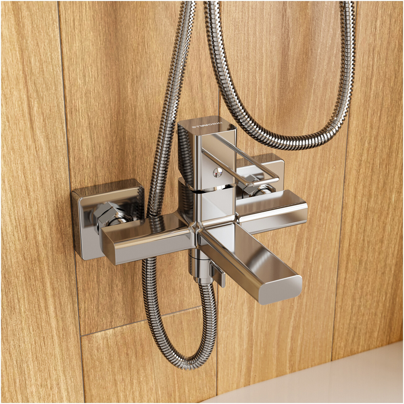 Смеситель для ванны с душем настенный хром Stworki "Брамминг" S40100CR - изображение 5