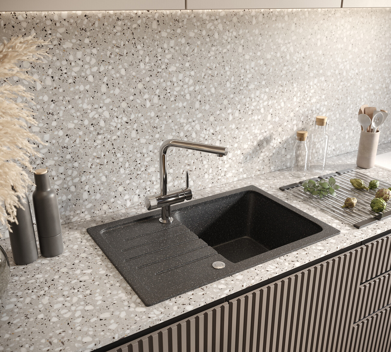 Мойка кухонная черная Domaci "Бьелла" DMC-76-308 - изображение 6