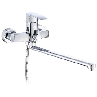 Смеситель для ванны с душевой лейкой и длинным изливом хром D-Lin D147365