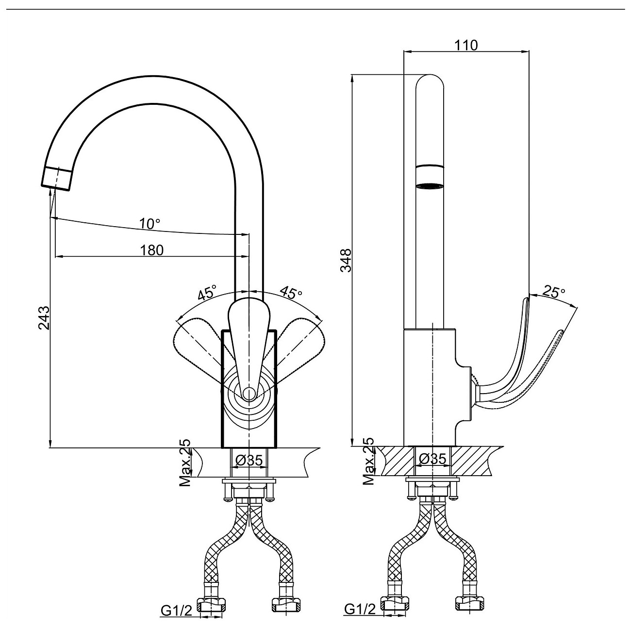 Смеситель для кухни однорычажный хром D&K Venice Gondola DA1022441 - изображение 2