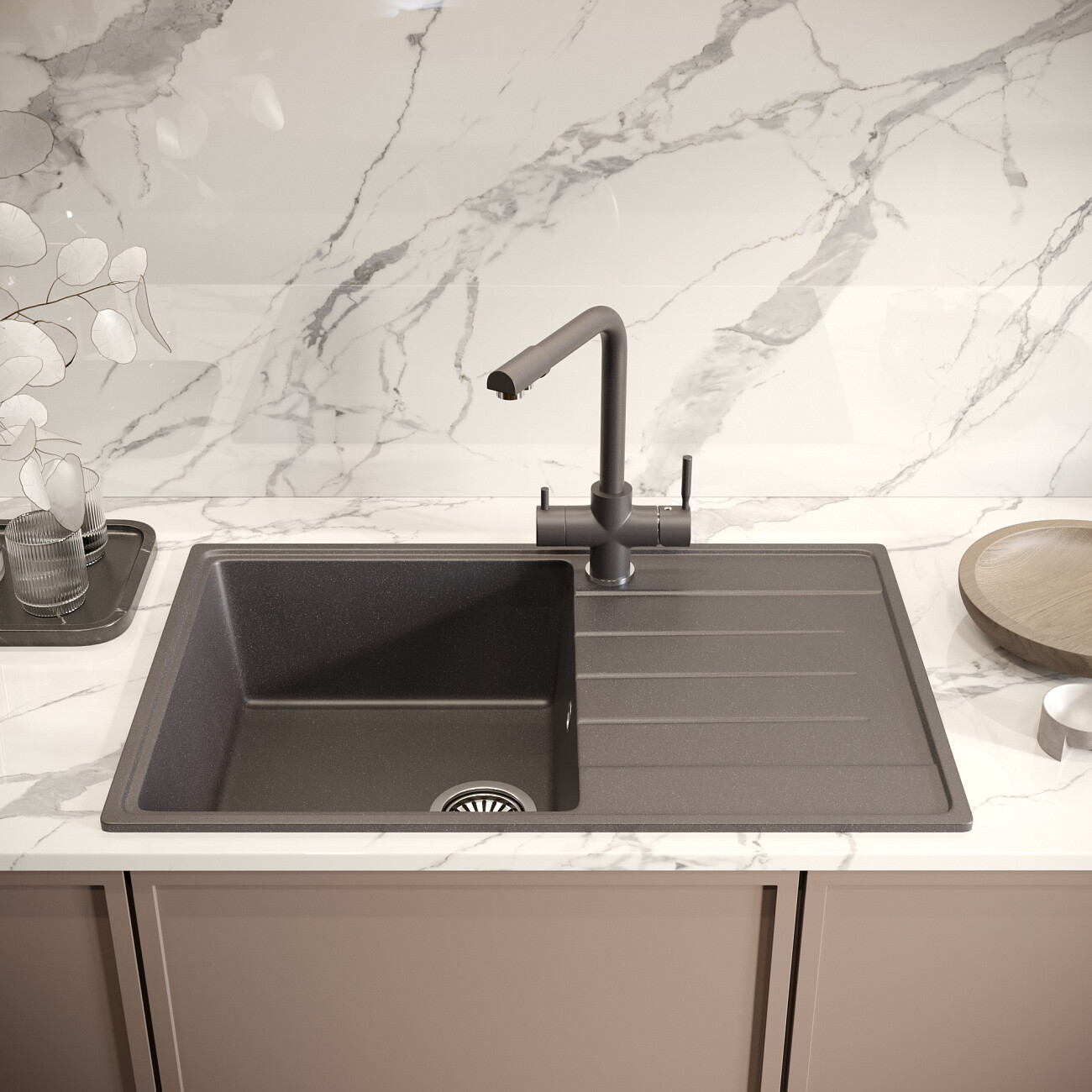 Мойка кухонная космос Domaci "Солерно" DP 780-08 - изображение 3