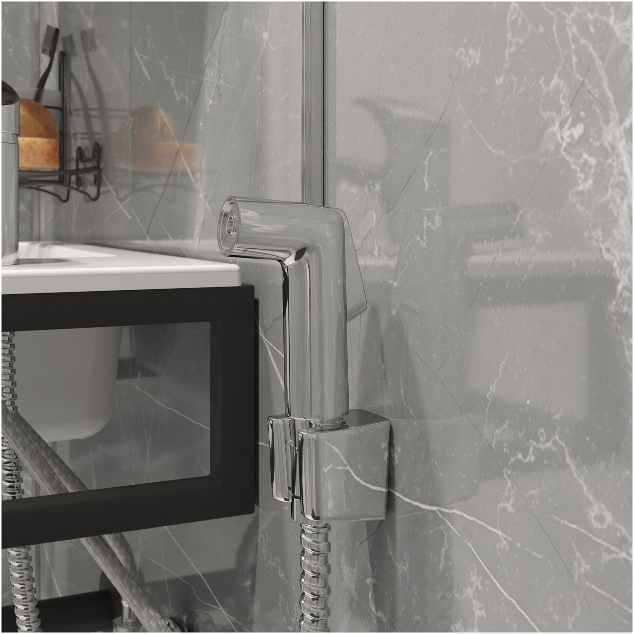 Смеситель для раковины с гигиеническим душем хром Diwo "Коломна" KL-05cr - изображение 4