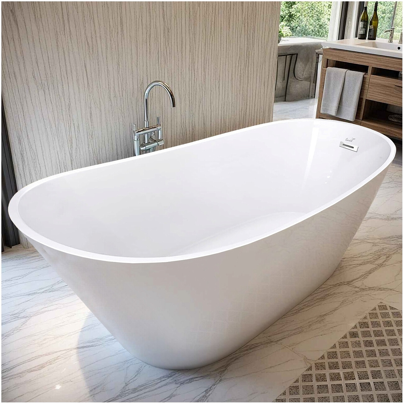 Ванна акриловая овальная 75х170 см белая Cerutti SPA Viva N CT10864 - изображение 3