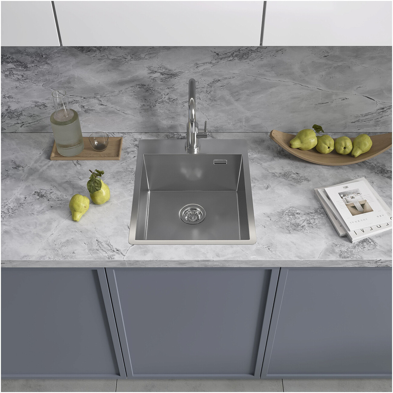 Кухонная мойка из нержавеющей стали 50х40 см полированная сталь Reflexion Iseo RX2240SS - изображение 8