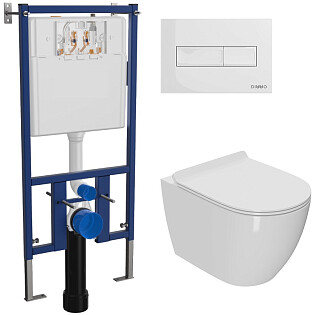 Унитаз подвесной Bauedge Bau Dream BL0001 с инсталляцией Diwo 4501, с кнопкой смыва белой 7320