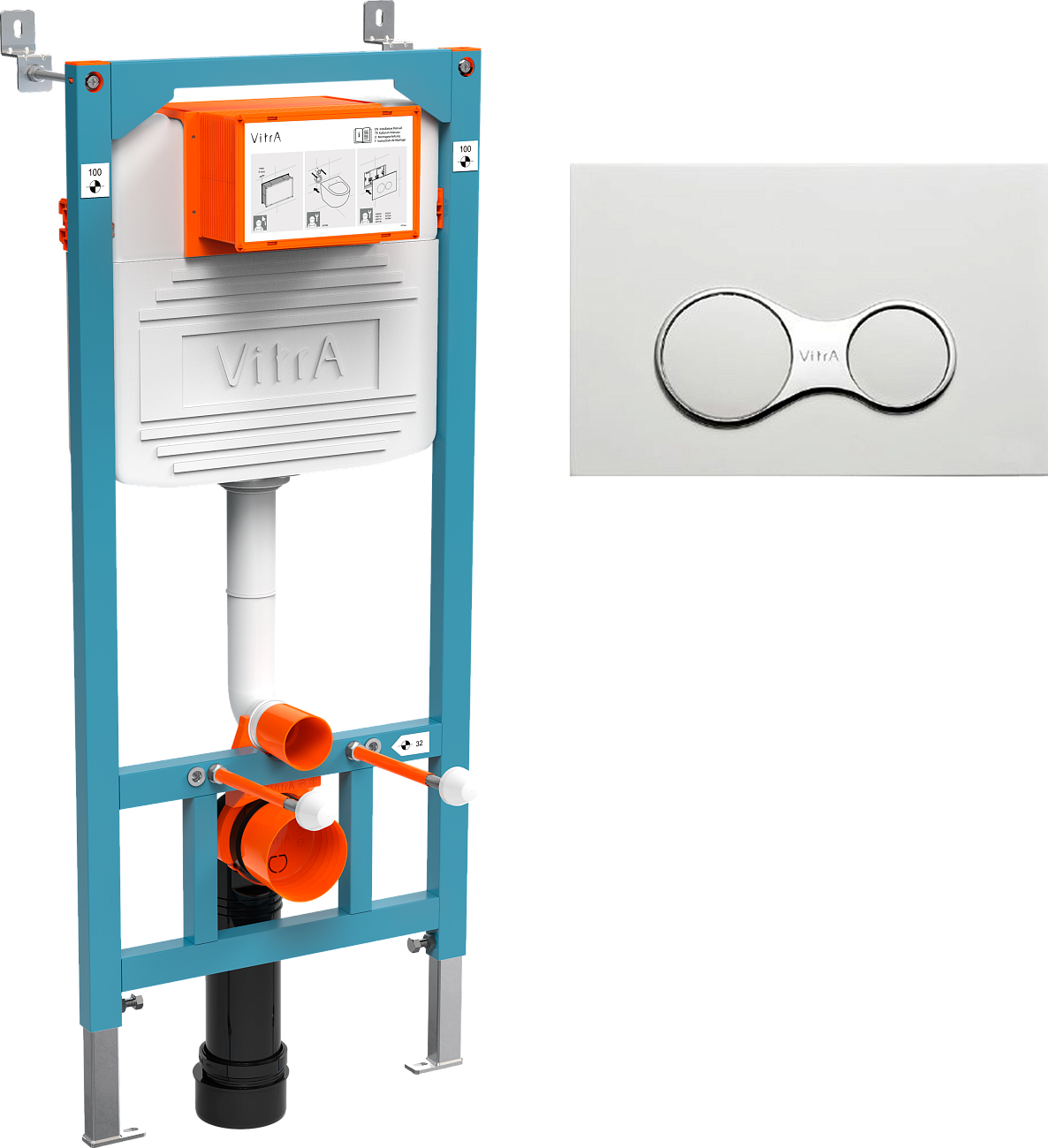 Унитаз белый Seramiksan Petite A101002H с инсталляцией VitrA 800-2009 и белой кнопкой - изображение 7