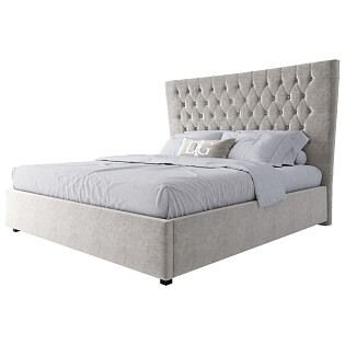 Кровать двуспальная 180х200 молочная из велюра QuickSand