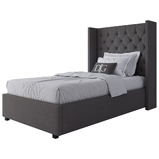 Кровать односпальная с мягким изголовьем 90х200 темно-серая Wing-2