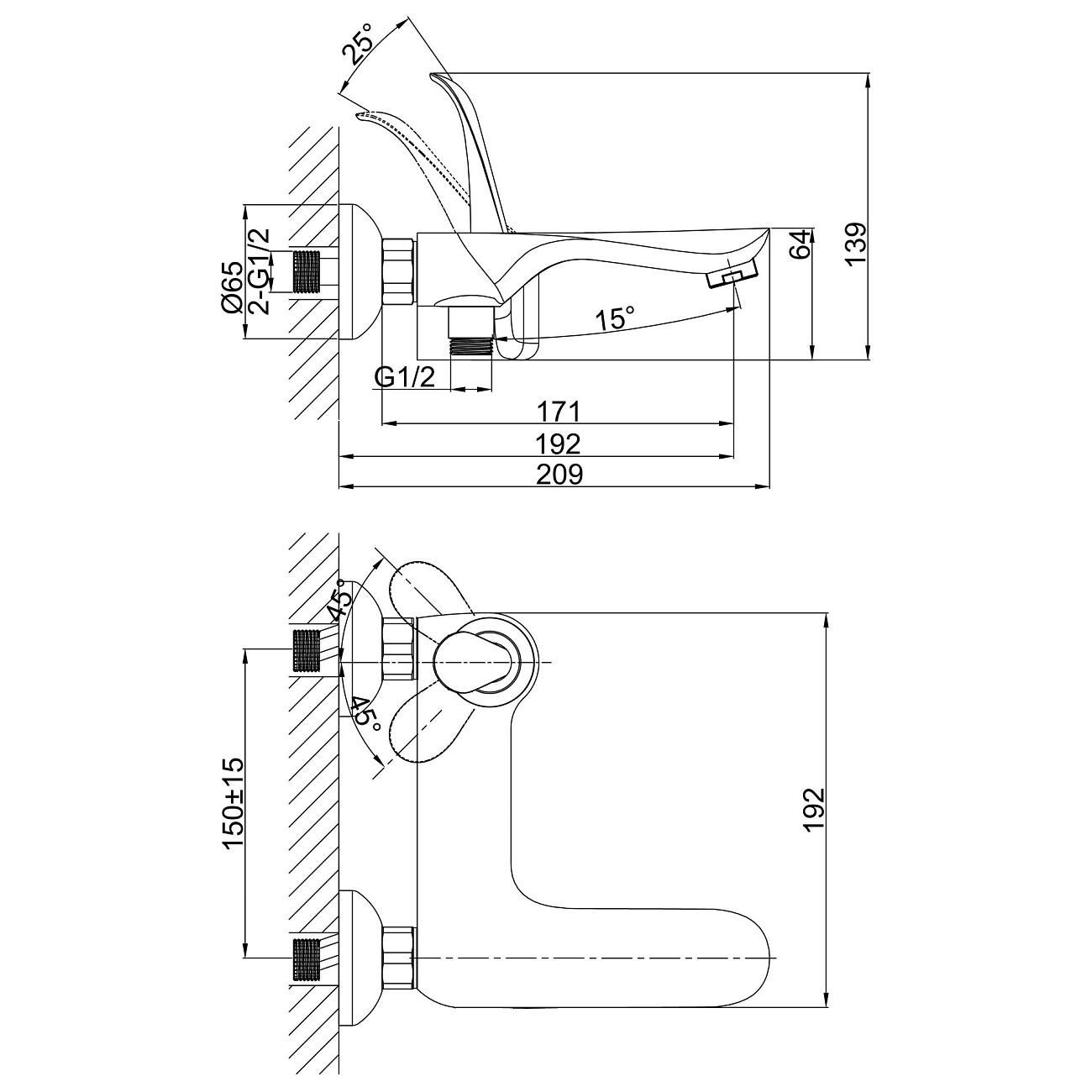 Смеситель для ванны однорычажный с душевым гарнитуром черный D&K Venice Baciano DA1033259 - изображение 2