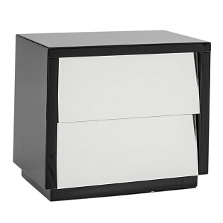 Прикроватная тумбочка с 2 ящиками черная зеркальная Nightstand 