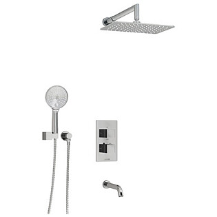 Душевой комплект встраиваемый с верхней насадкой, лейкой и изливом хром Wasserkraft A171519 Thermo