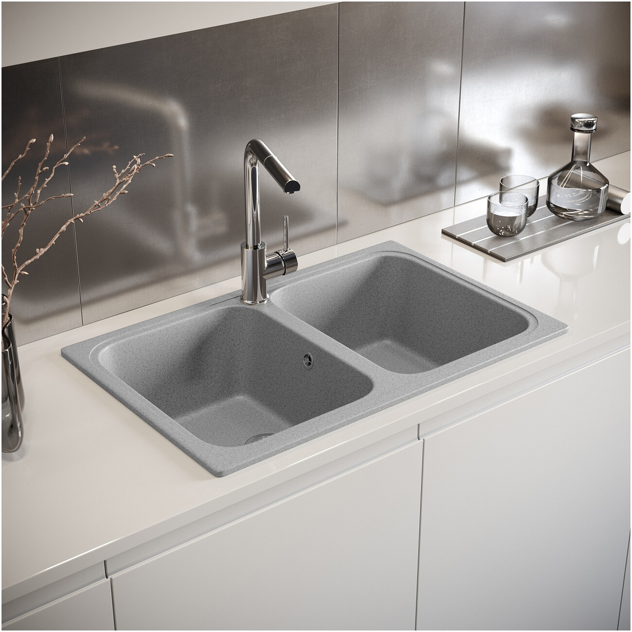Мойка кухонная серая Domaci "Болонья" М-20-005 - изображение 8