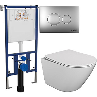 Унитаз подвесной Stworki &quot;Левангер&quot; S07401WH с инсталляцией Diwo 4501, с кнопкой хром 7311