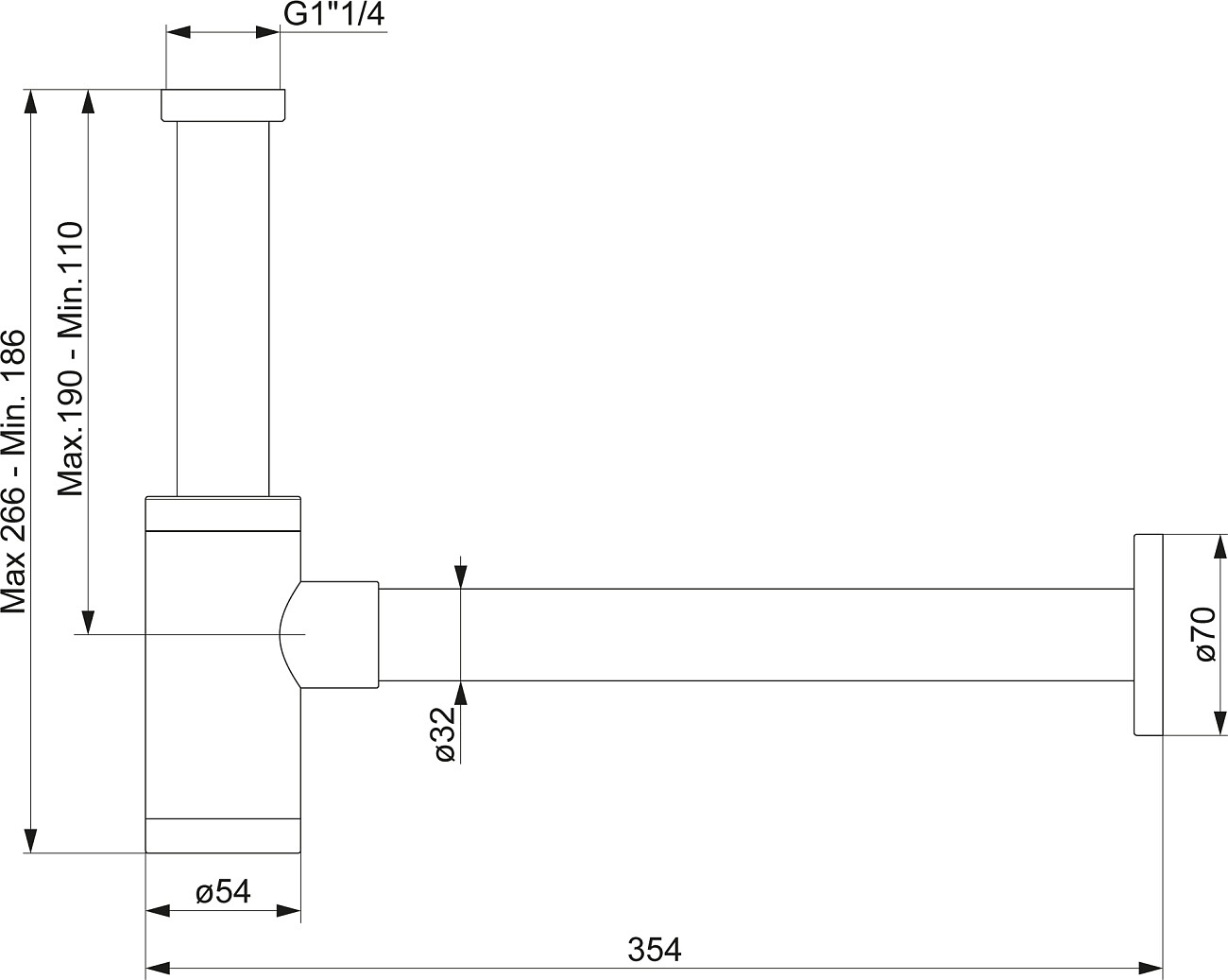 Сифон для раковины из нержавеющей стали черный Ewrika HFEW08030 - изображение 2