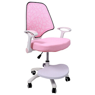 Кресло компьютерное на колесах поворотное с подлокотниками ткань розовое Cinema