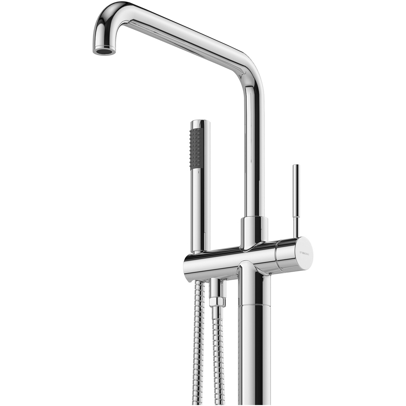 Смеситель напольный для ванны с душем хром Stworki "Лунд" S25080CR - изображение 5
