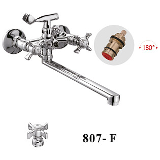 Смеситель для ванны с душевой лейкой и длинным изливом хром D-Lin D147807-F