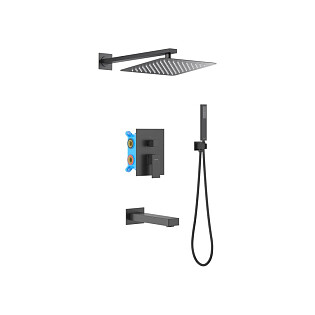 Душевой комплект с лейкой, смесителем и изливом черный Aquatek &quot;Либра&quot; AQ1673MB