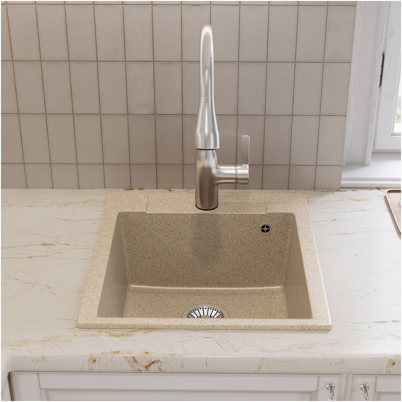 Мойка кухонная песочная Domaci "Савона" PA 460 - изображение 3