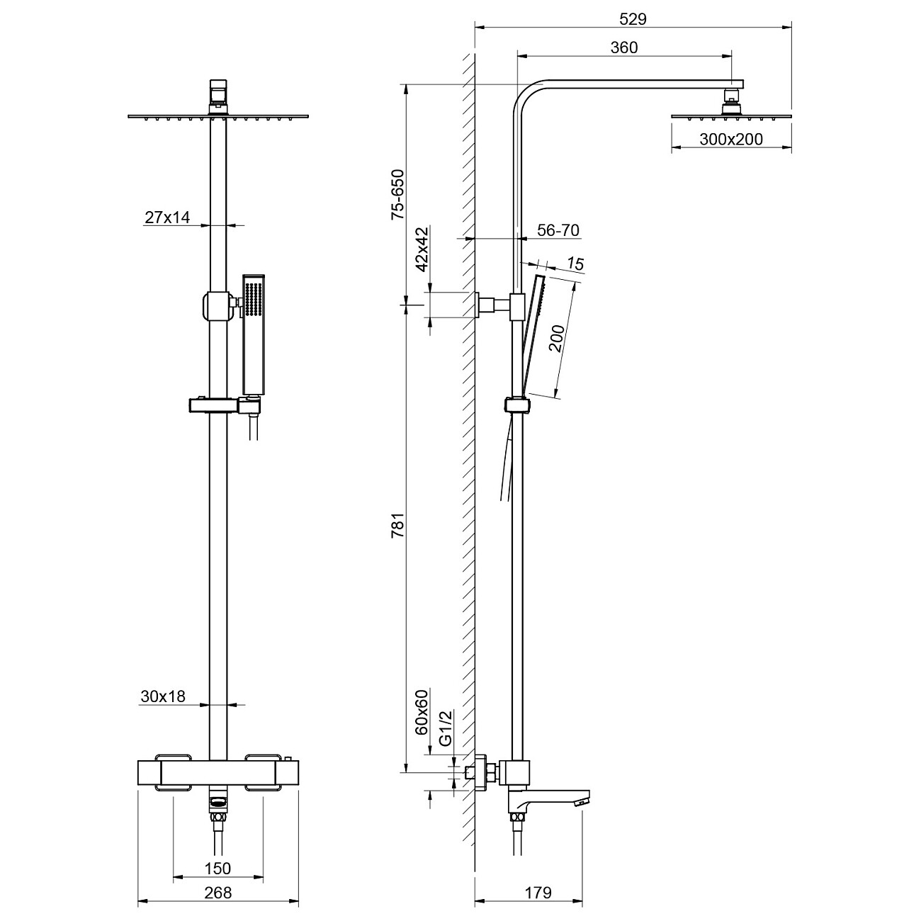 Душевая система с термостатом черное золото Timo Tetra-thermo SX-0169-18 - изображение 6