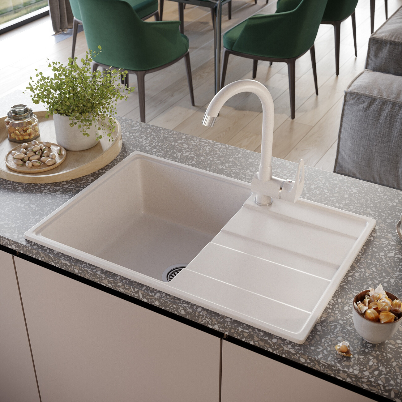 Смеситель для кухни однорычажный жасмин Domaci "Солерно" UQ-006-01 - изображение 3