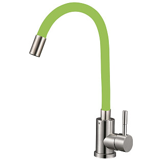 Смеситель для кухни с гибким изливом зеленый, хром Solone EZA4-F090GN