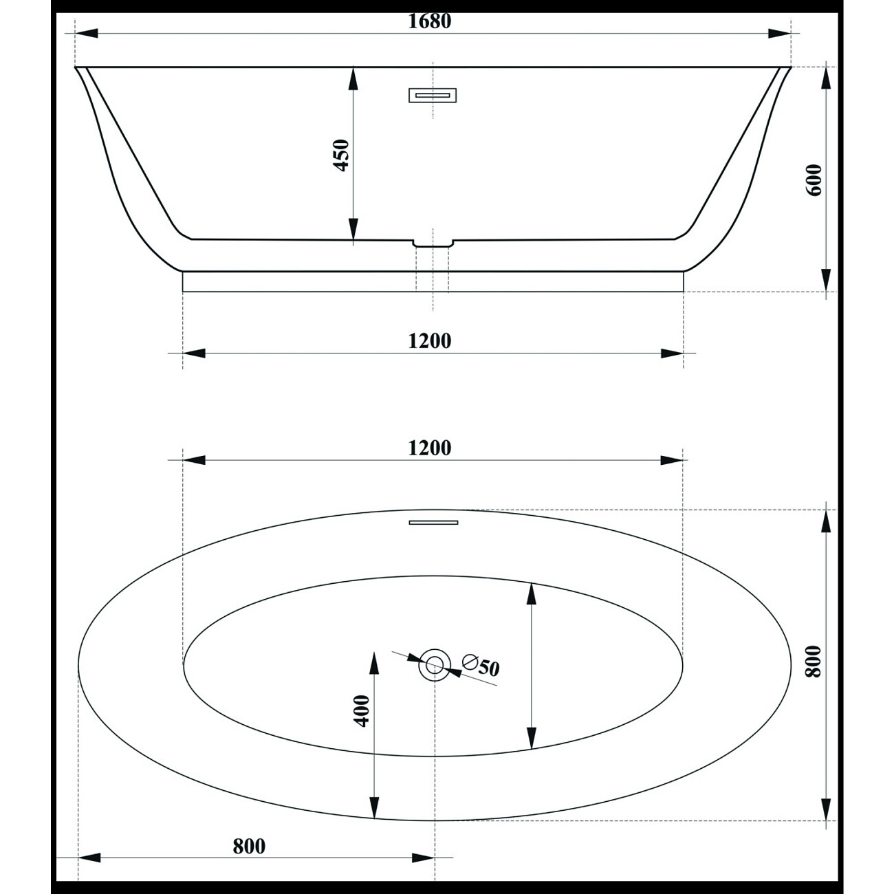 Ванна акриловая овальная 80х170 см белая Cerutti SPA GRETA170 CT10516 - изображение 4