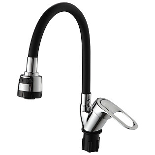 Смеситель для кухни однорычажный с силиконовым изливом черный Ammore A5040-1T