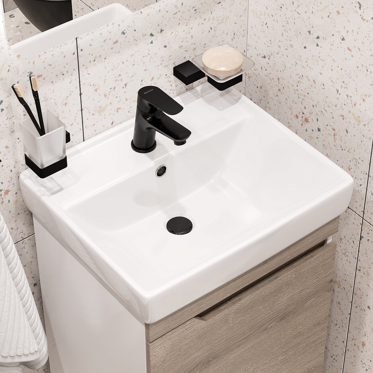 Смеситель для раковины однорычажный черный Stworki "Малвик" HFMA21300 - изображение 8