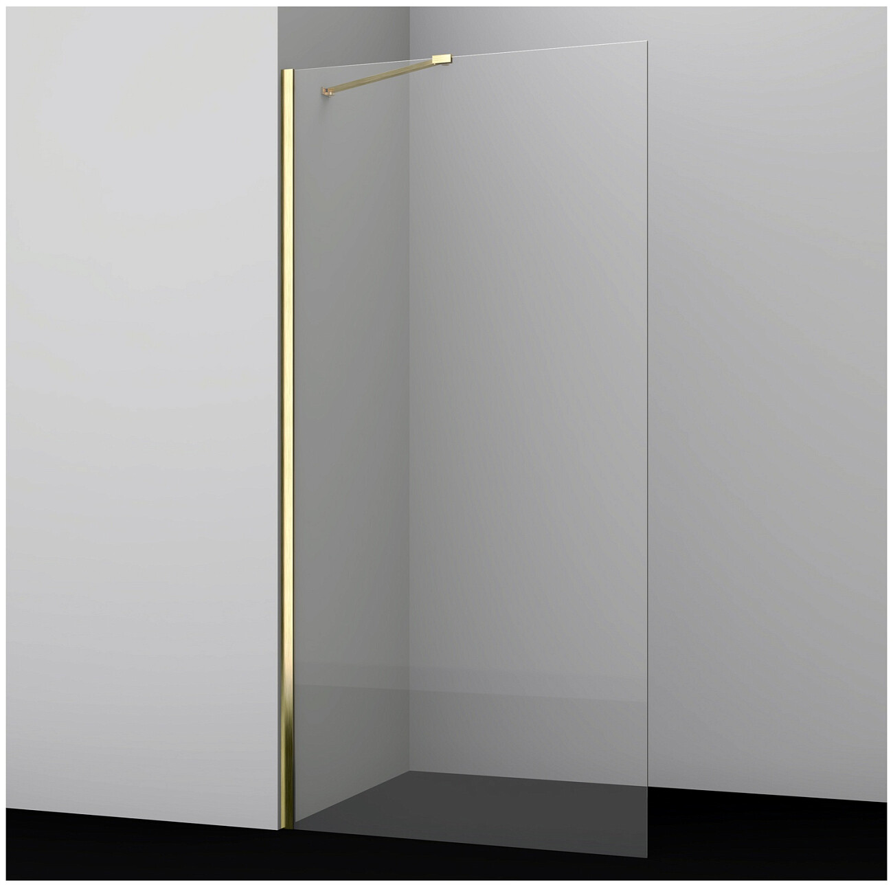 Душевая перегородка 200х100 см прозрачная, золото Wasserkraft Aisch 55W44 - изображение 3