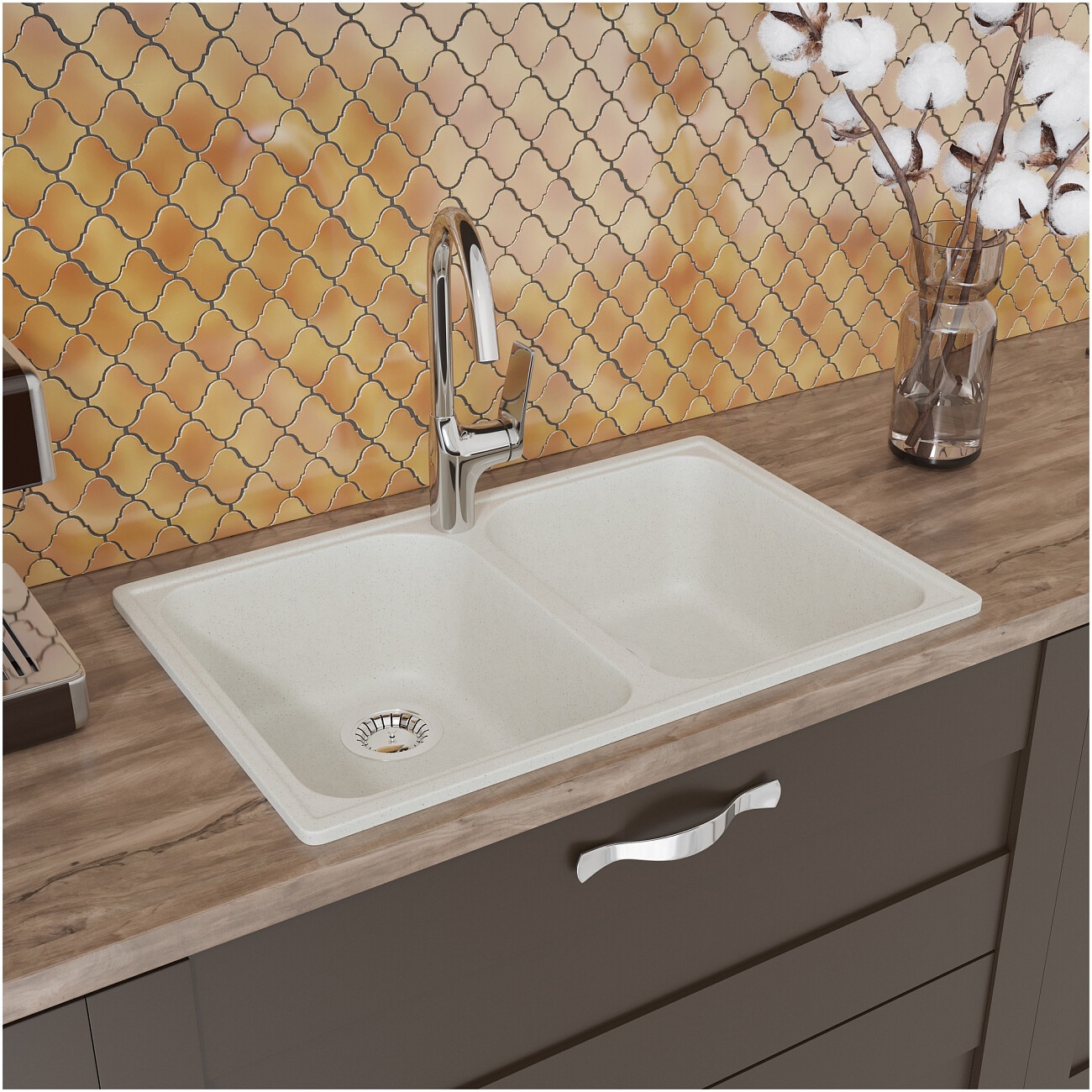 Мойка кухонная белая Domaci "Болонья" М-260-001 - изображение 8