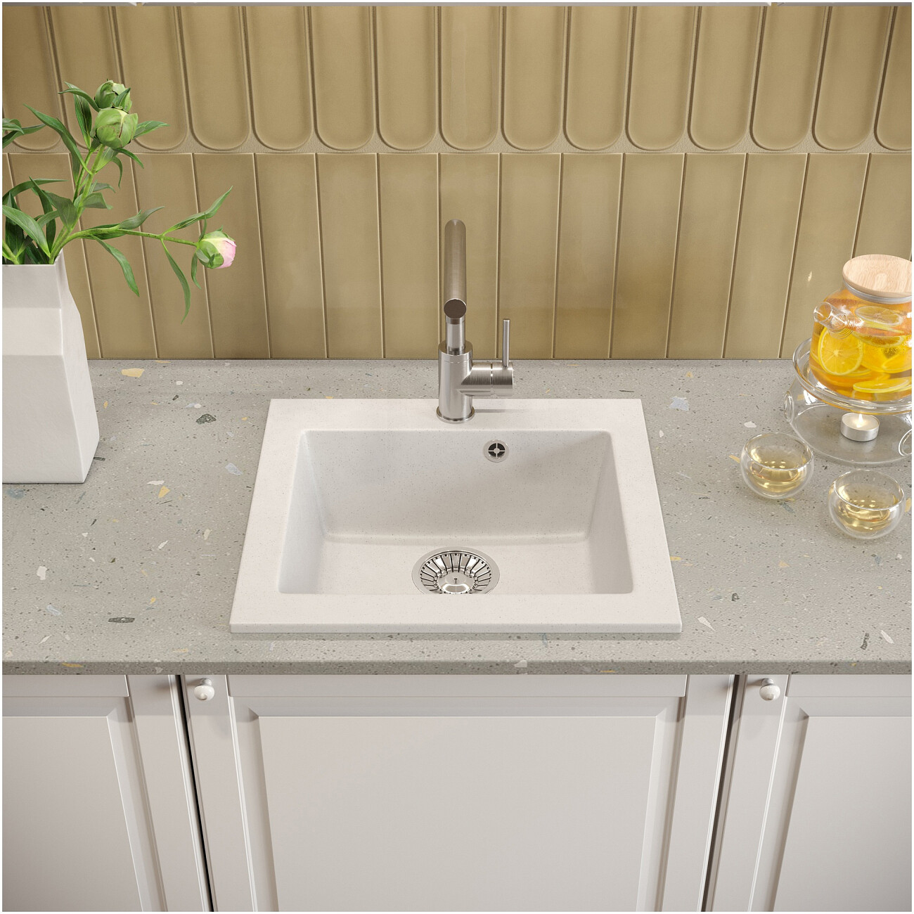 Мойка кухонная белая Domaci "Болонья" М-35-001 - изображение 7