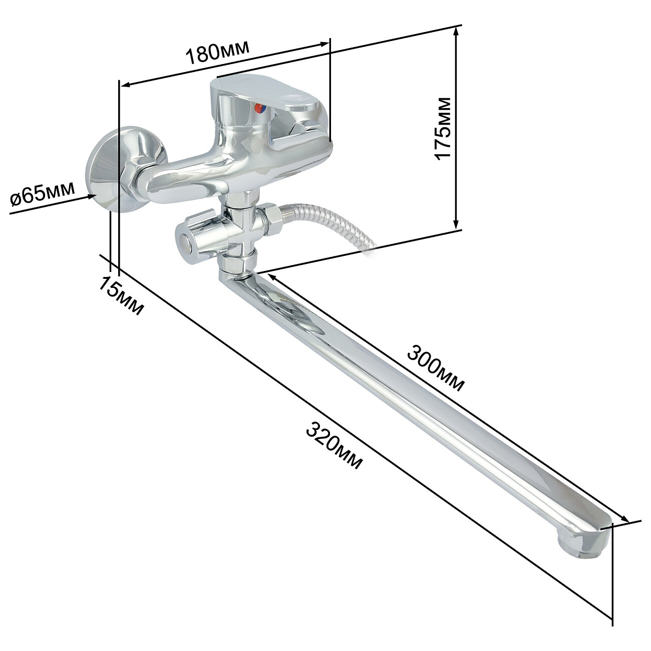 Смеситель для ванны однорычажный с душевым гарнитуром хром Istok life Standard 0402.717 - изображение 10