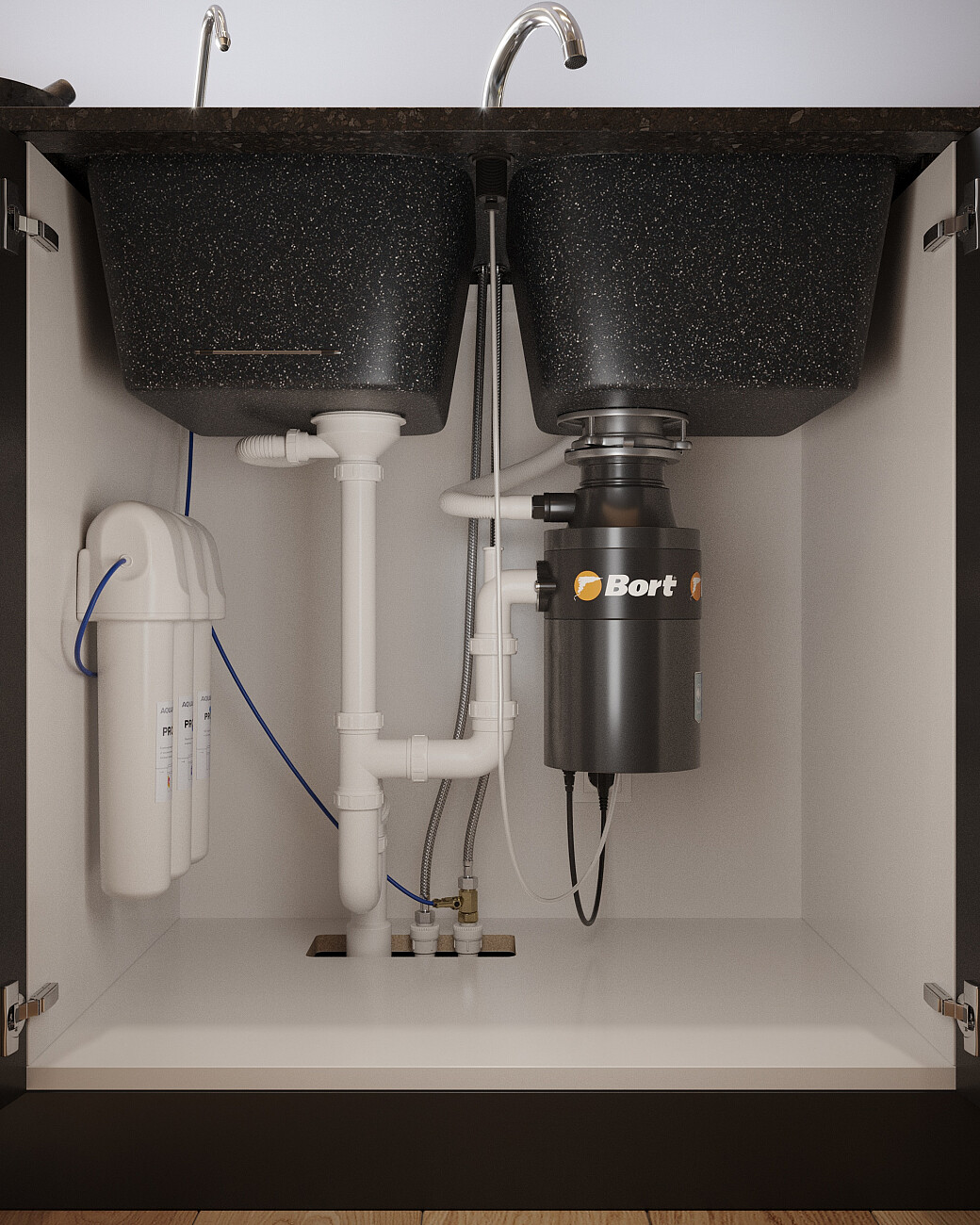 Мойка кухонная черная Domaci "Бьелла" DMC-15-308 - изображение 6