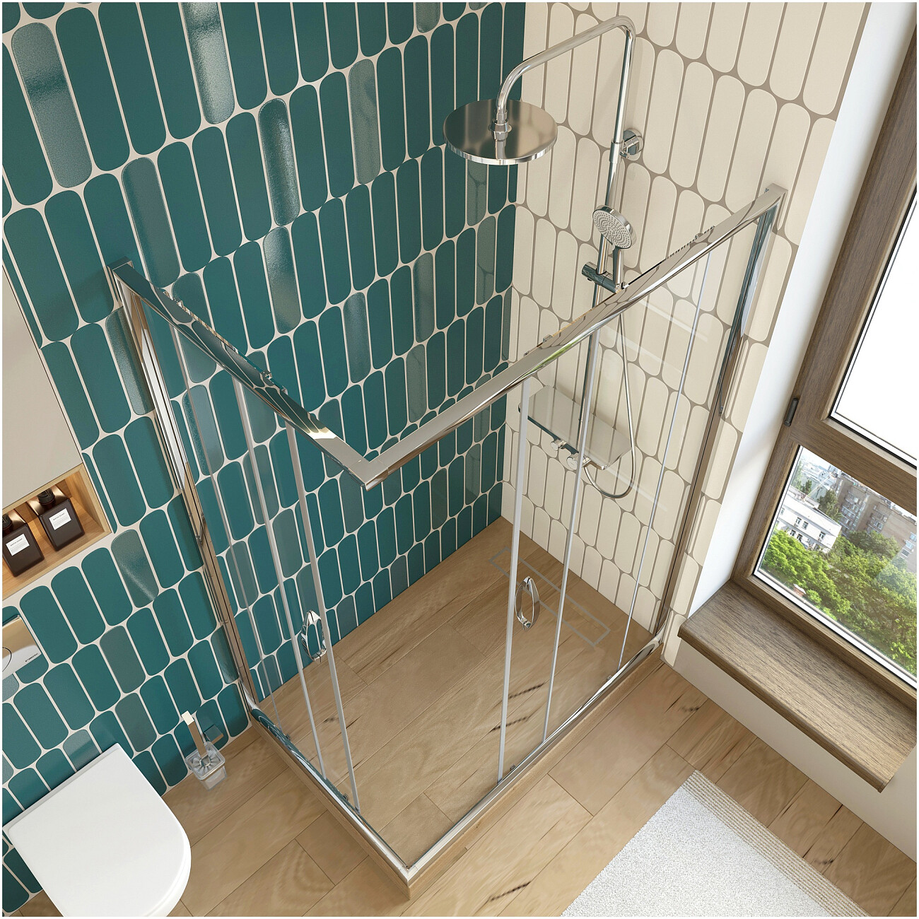 Душевой уголок прямоугольный 120х80 см хром Diwo "Суздаль" DS-SU-80х120-CR - изображение 5