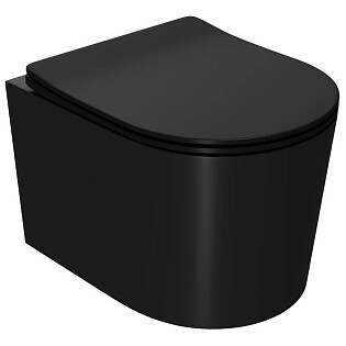 Унитаз подвесной безободковый с сиденьем микролифт черный Point &quot;Веста&quot; PN41701BM