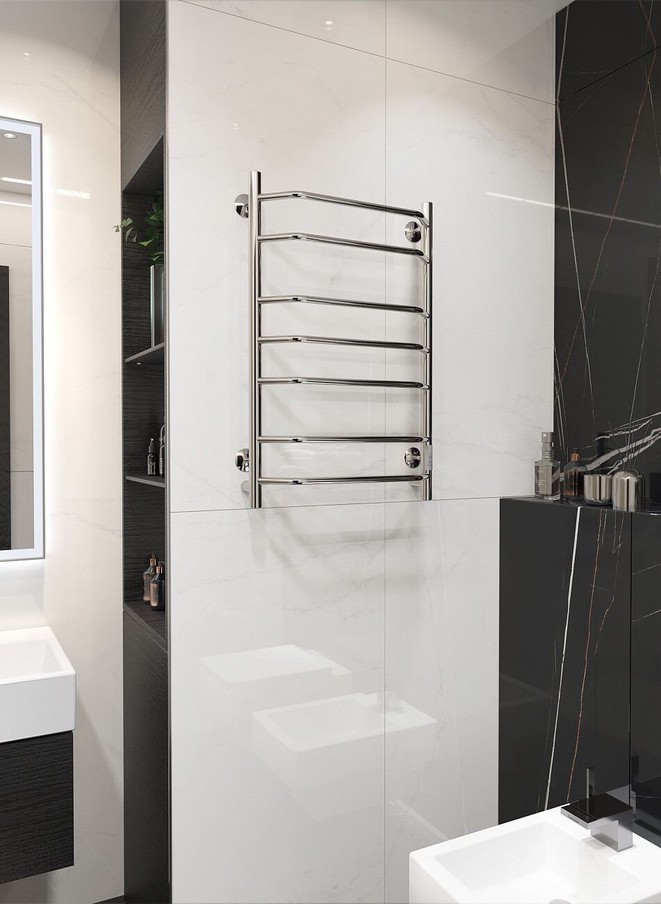 Полотенцесушитель электрический 80х50 см хром Ewrika "Сафо БР3" - изображение 4