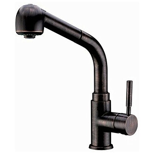 Смеситель для кухни из латуни темная бронза с выдвижной лейкой Wasserkraft A8247