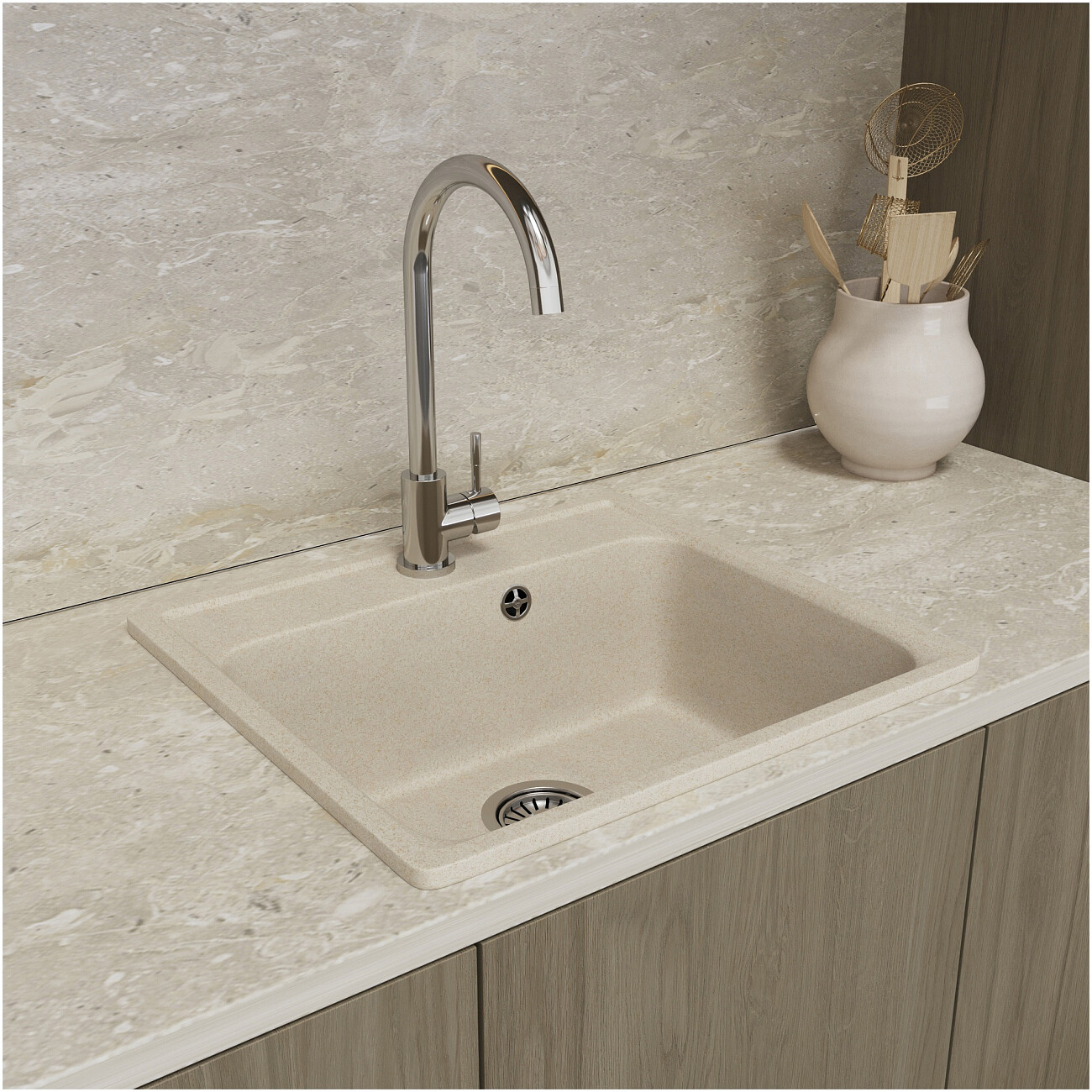 Мойка кухонная кварцевая саванна Domaci "Савона" QB 530 - изображение 4